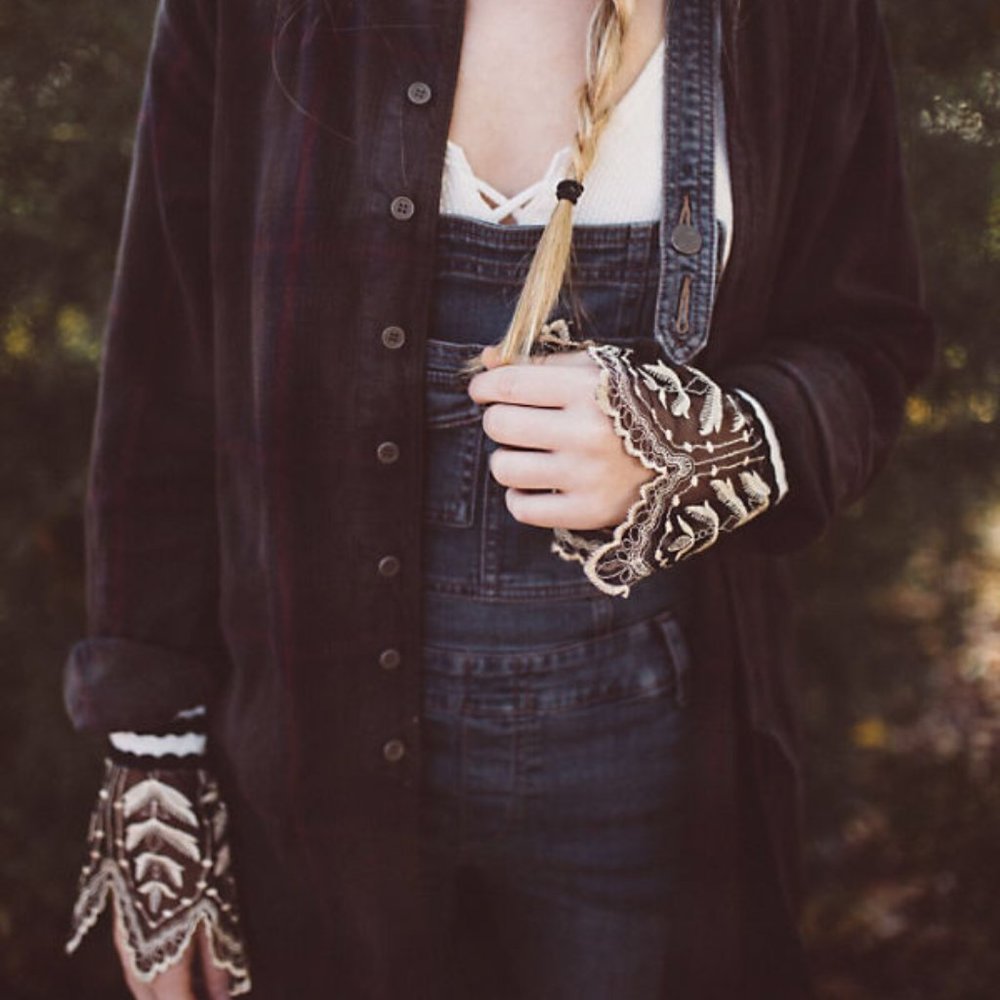 Free People Last Dance Lace Cuff Thermal Shirt XS - Picture 6 of 11